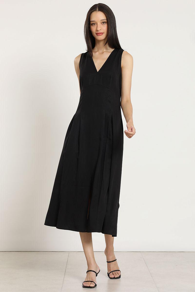Vestido midi, lyocell, negro Liola-2