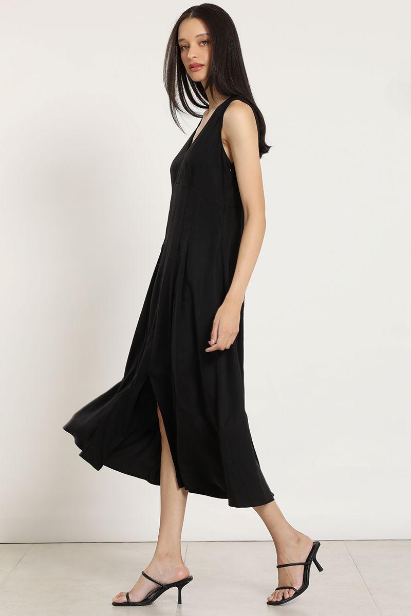 Vestido midi, lyocell, negro Liola-3
