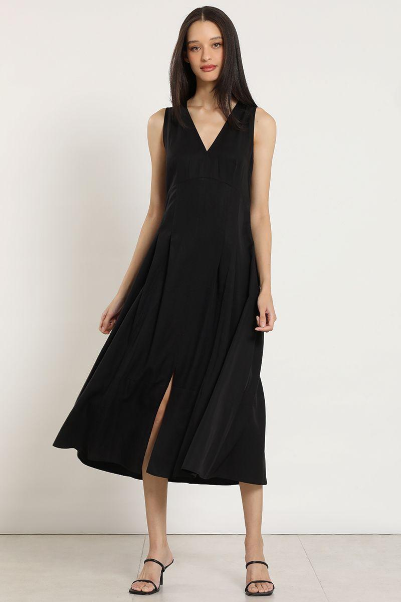 Vestido midi, lyocell, negro Liola-5
