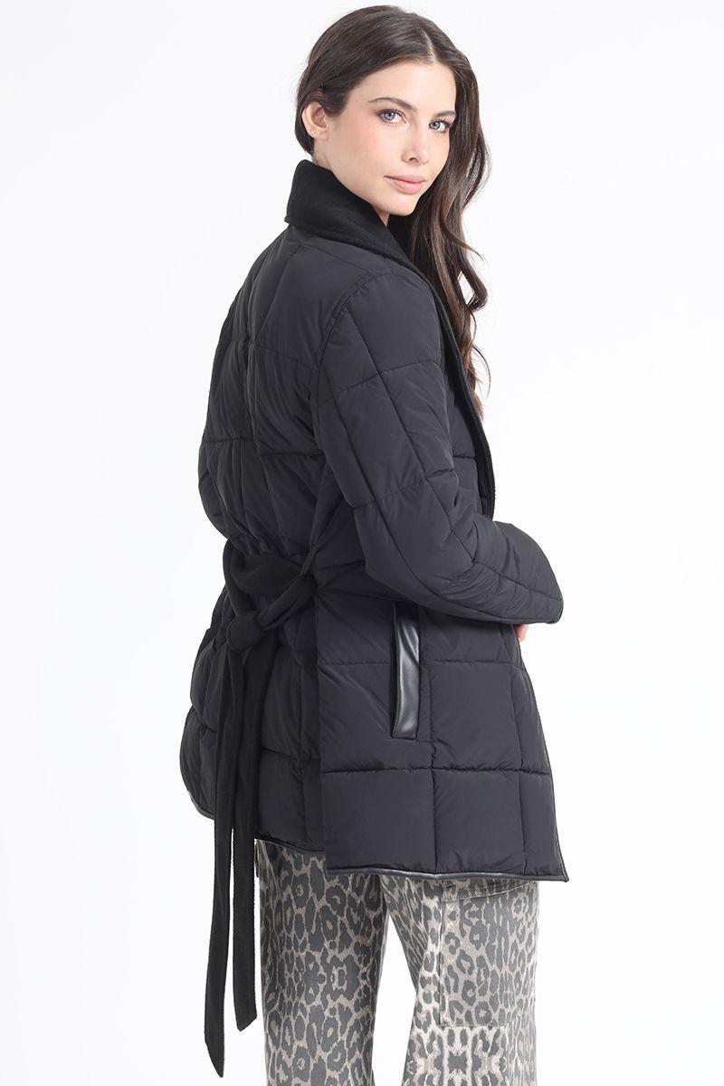 Parka Efecto Cuero Mix Muflon, Negro Liola-6