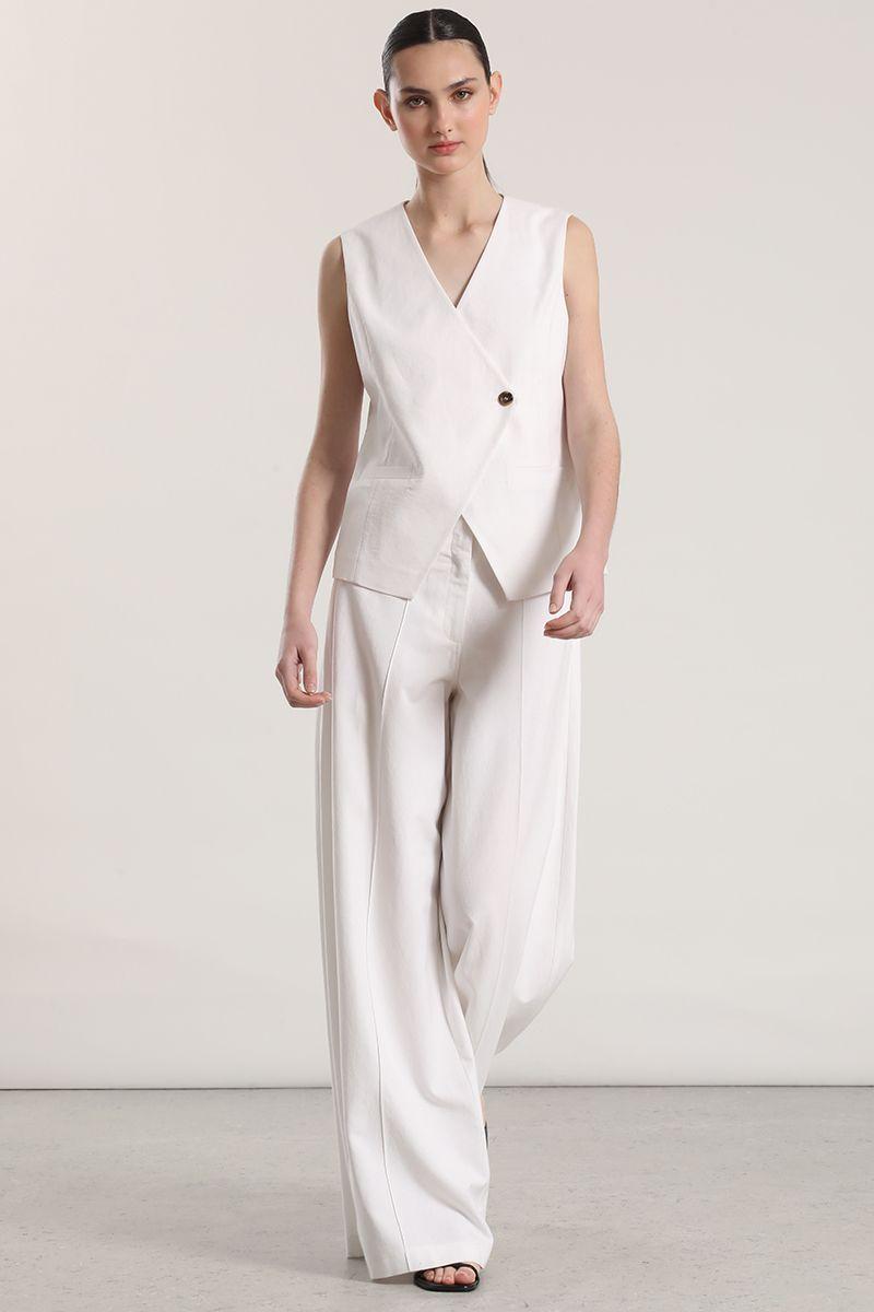 Pantalón palazzo lino liola mujer crudo-2