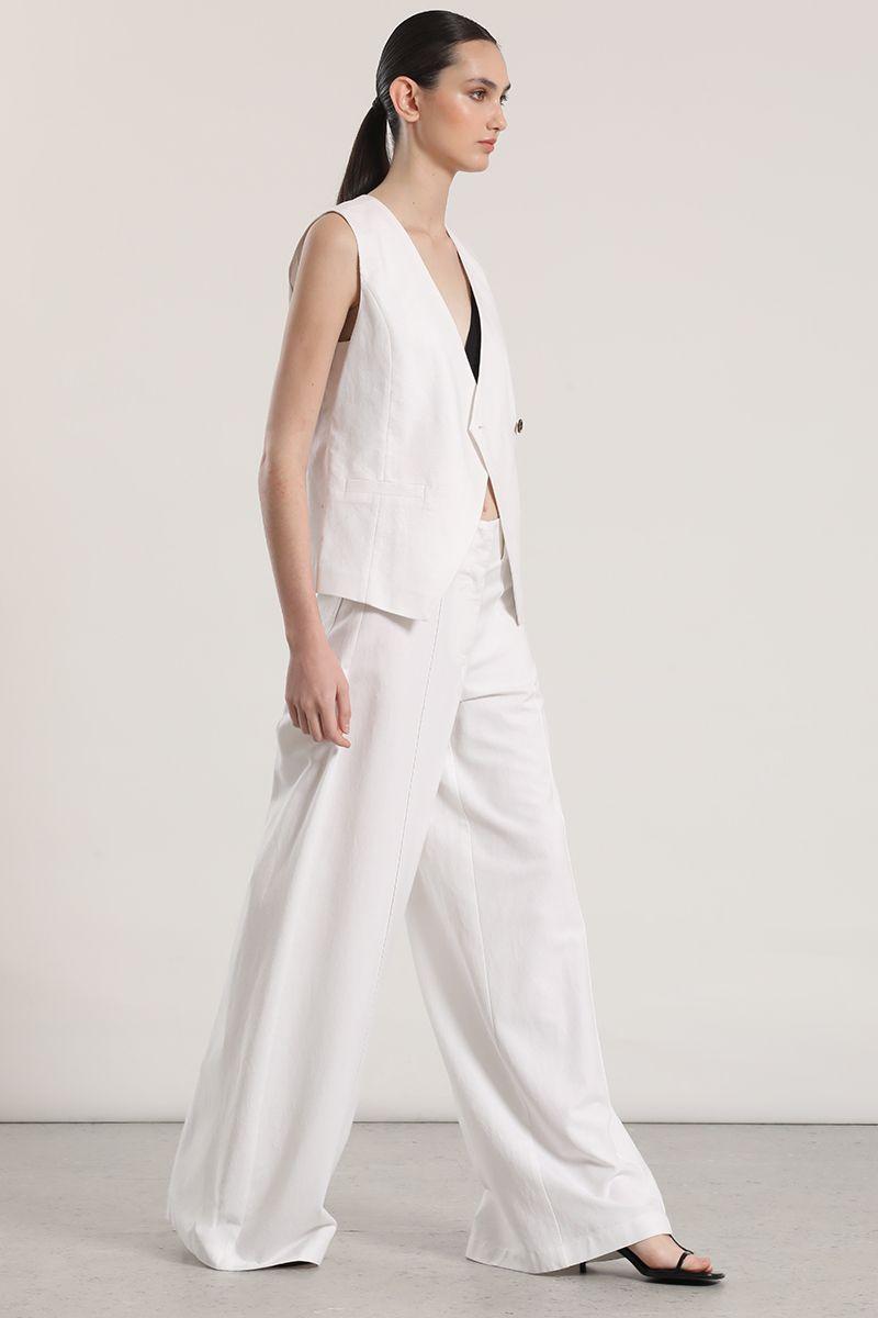Pantalón palazzo lino liola mujer crudo-4