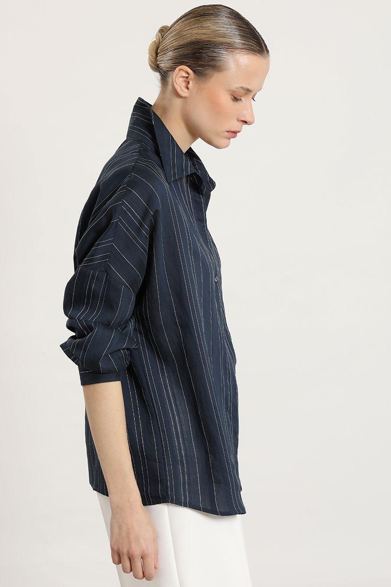 Blusa fantasia rayas, azul Liola-2