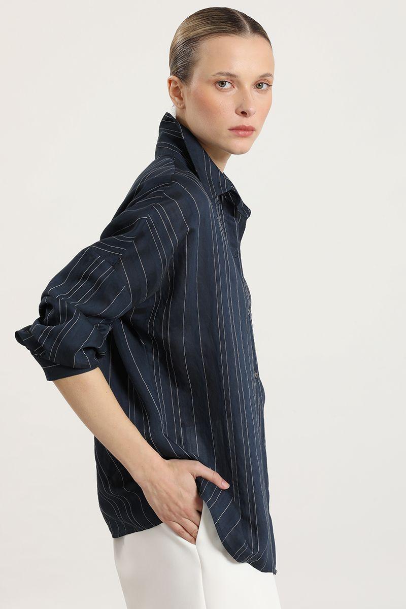Blusa fantasia rayas, azul Liola-3