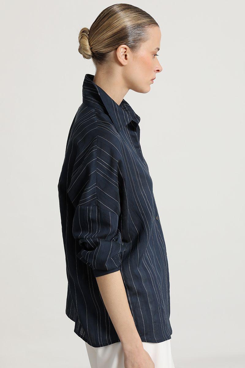 Blusa fantasia rayas, azul Liola-4