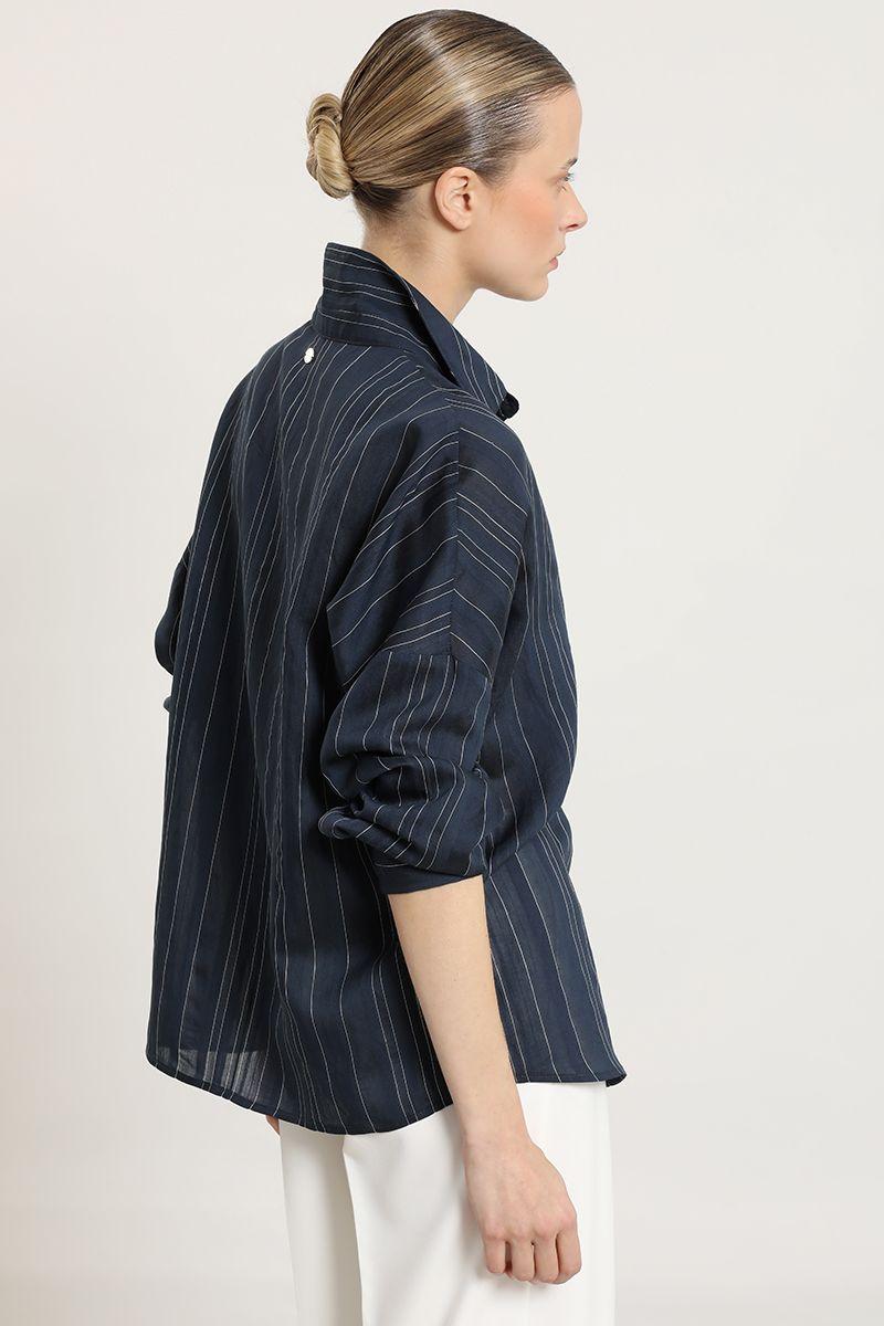 Blusa fantasia rayas, azul Liola-5