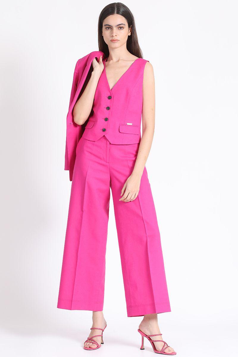 Chaleco Sastre Lino Algodón Fucsia Liola-1