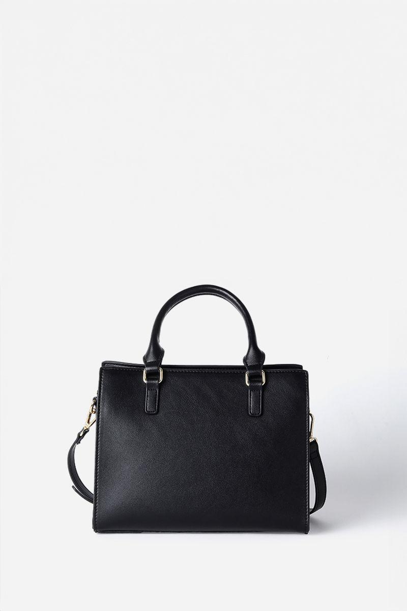 Cartera Con Herraje Metal, Efecto Cuero, Negro Liola-2