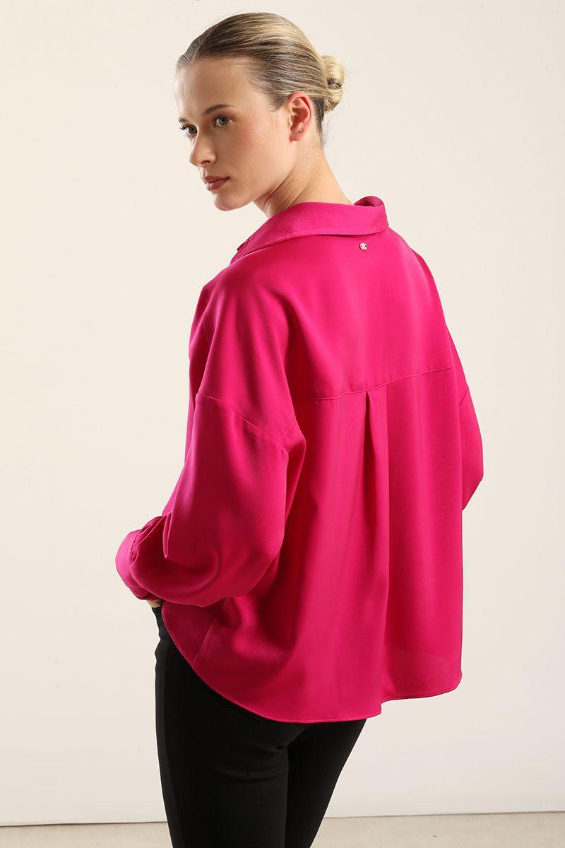 Blusa Satin Nudo, Fucsia Liola-2