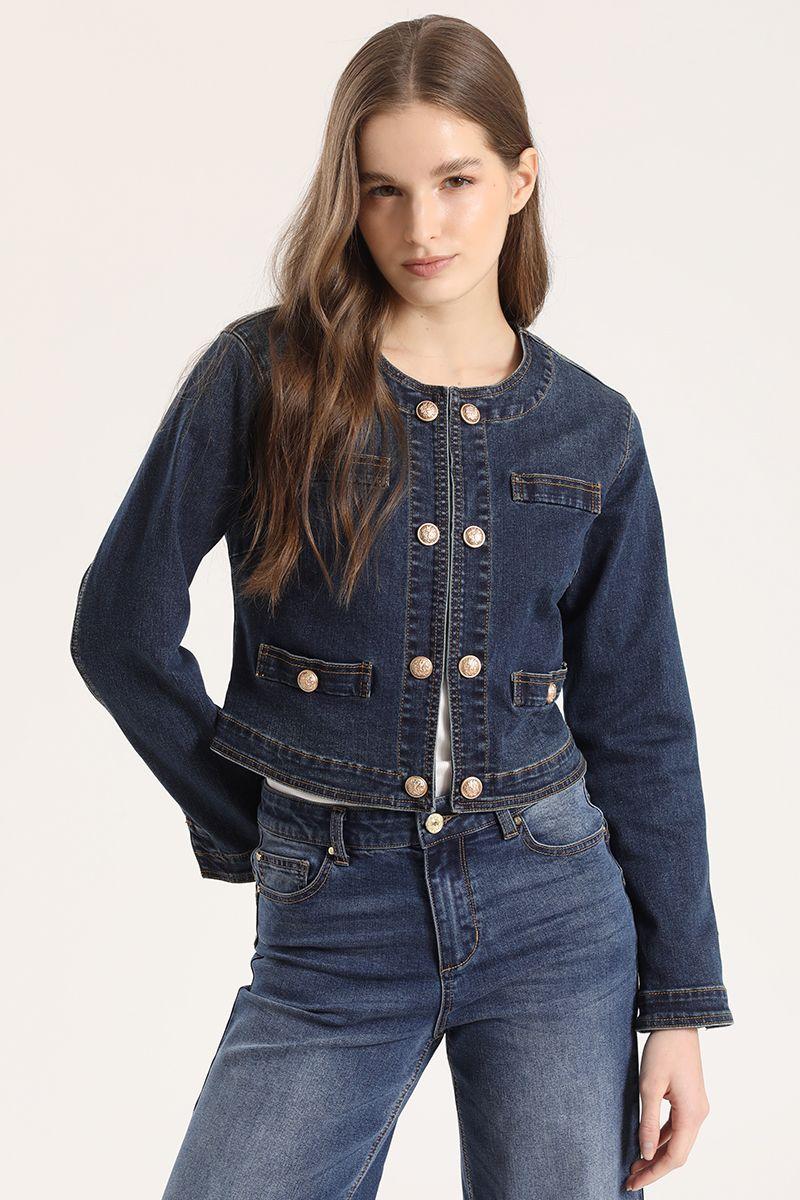 Chaqueta corta denim Liola mujer azul-0