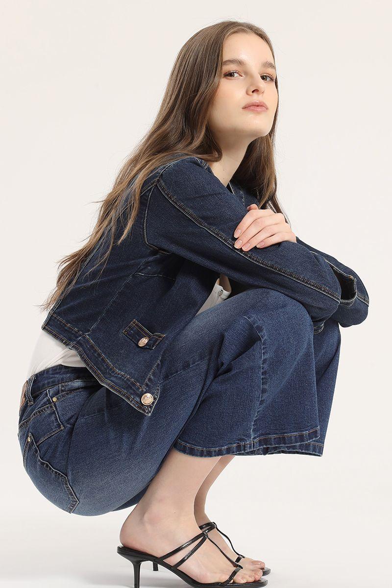 Chaqueta corta denim Liola mujer azul-1