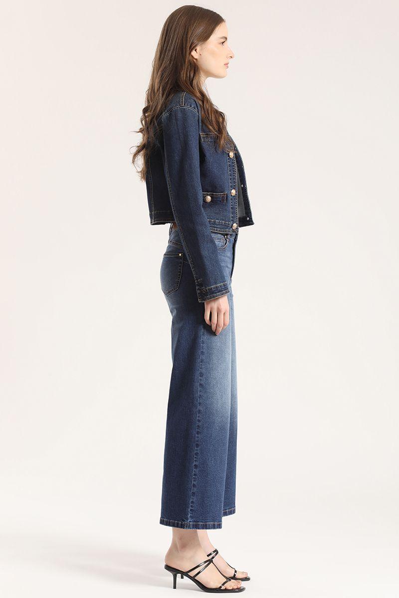 Chaqueta corta denim Liola mujer azul-2