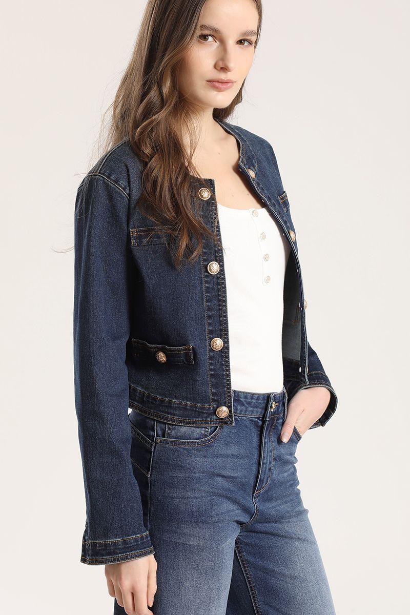 Chaqueta corta denim Liola mujer azul-4