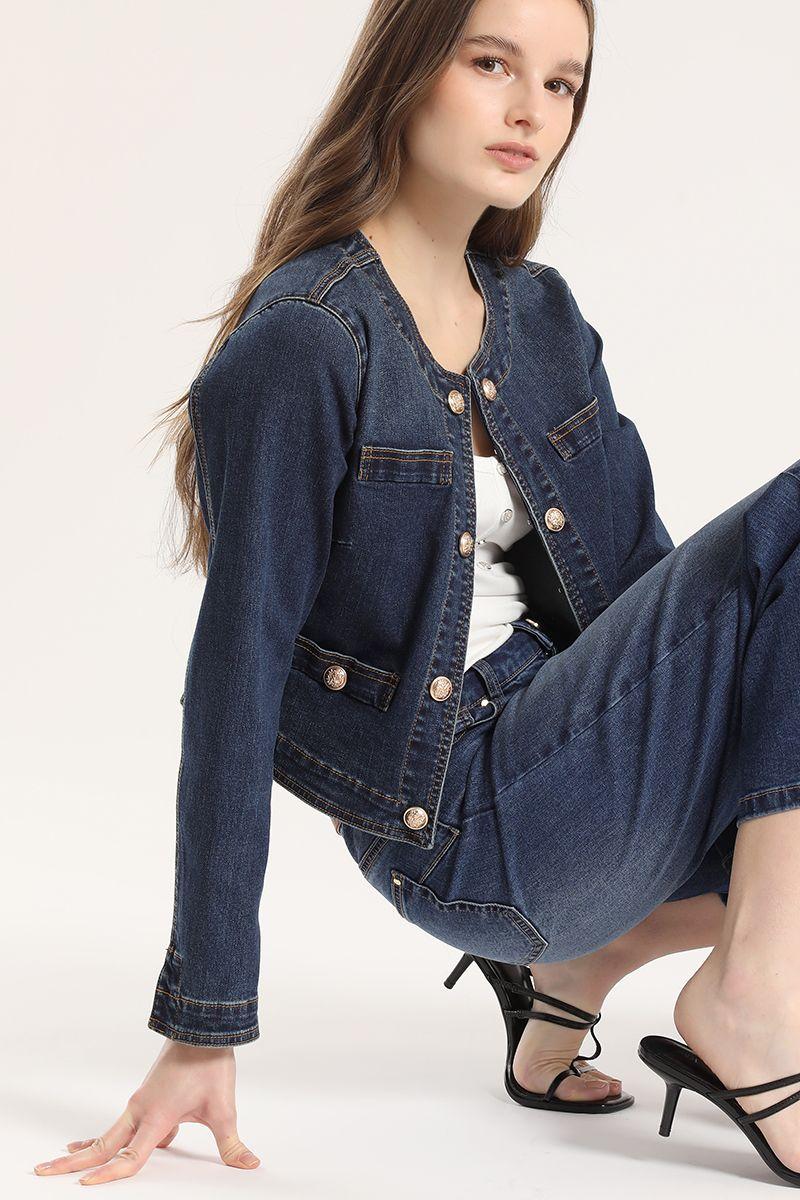 Chaqueta corta denim Liola mujer azul-5