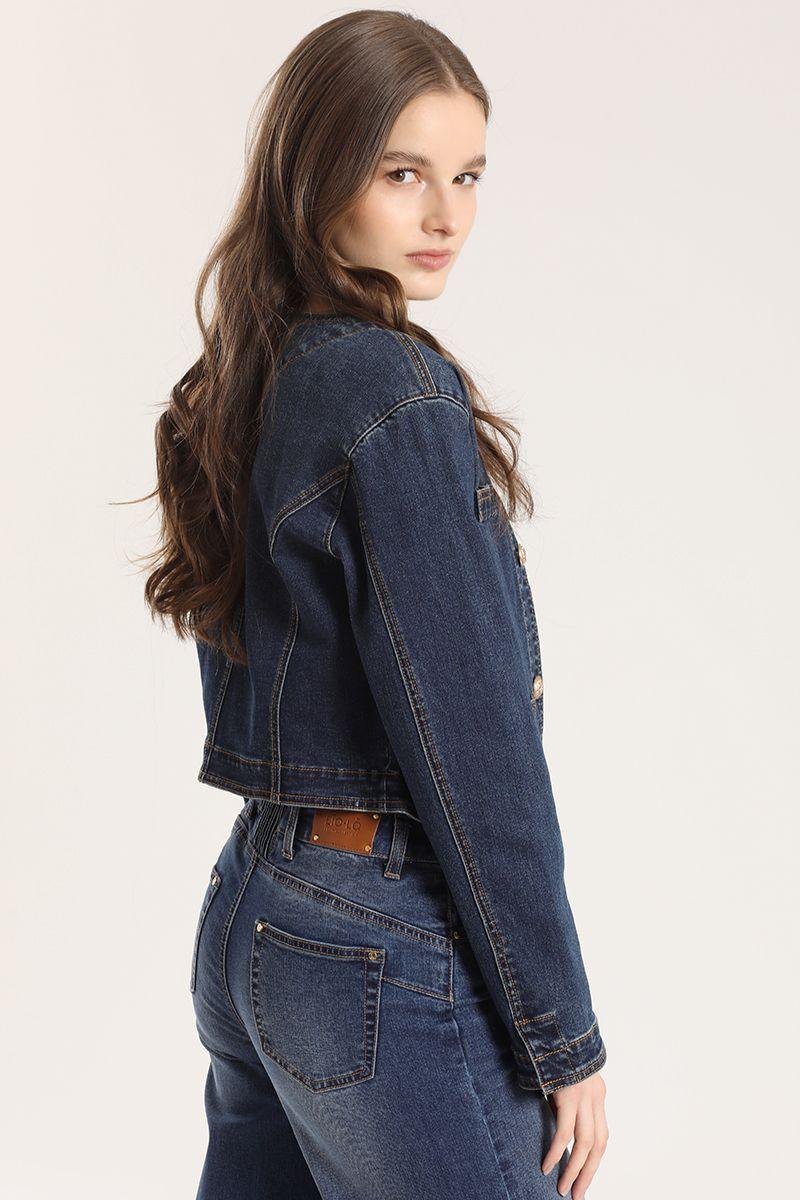 Chaqueta corta denim Liola mujer azul-6