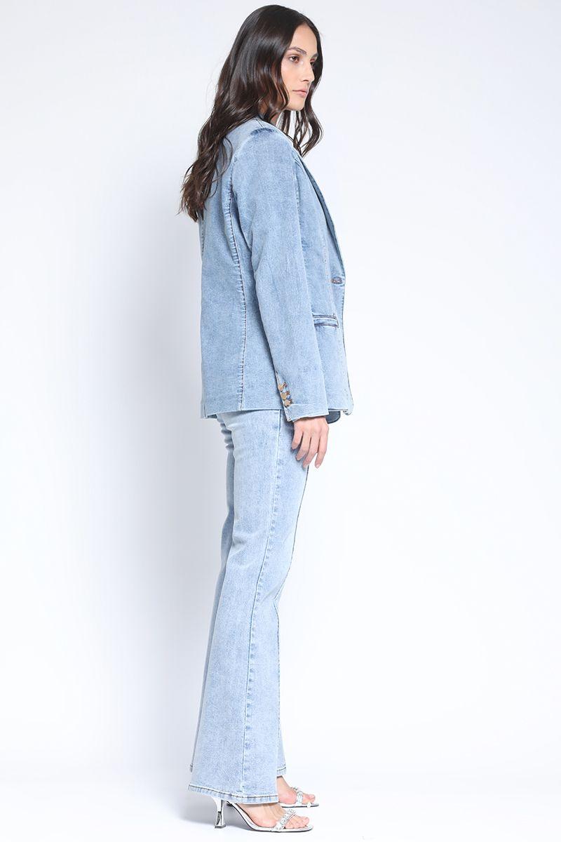 Blazer Entallado Semi Cruce, Denim Azul Claro Liola-2