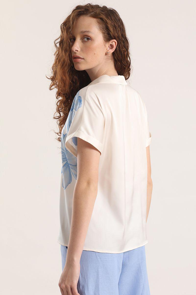 Blusa satin estampado floral liola mujer azul-4