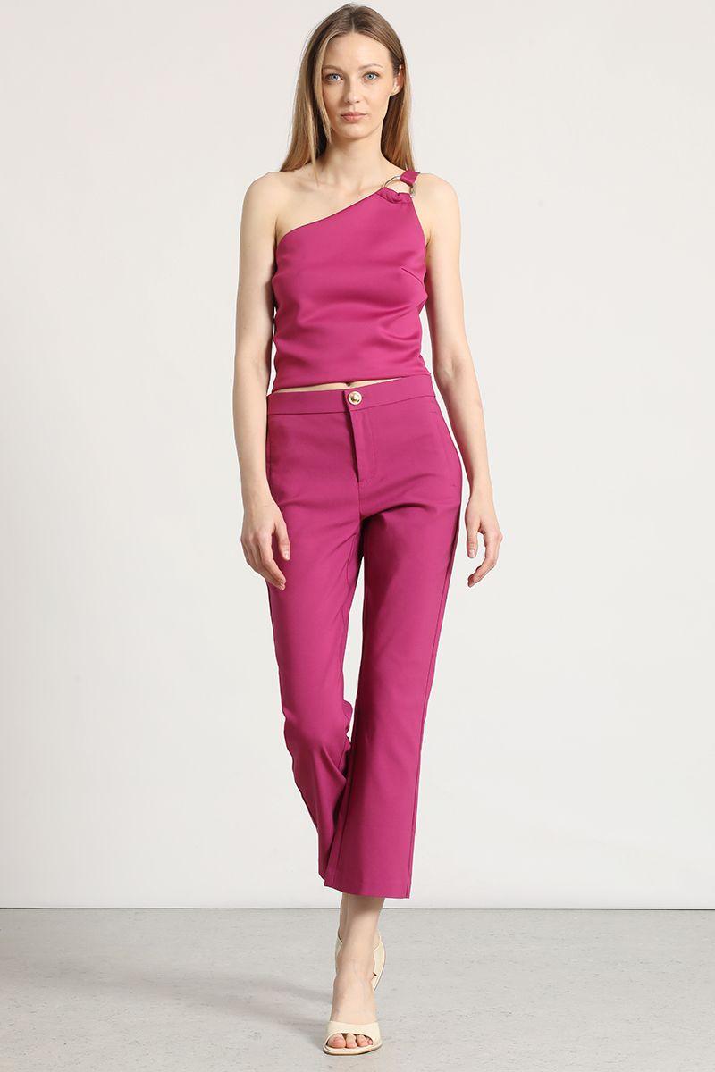 Top asimétrico herraje Liola mujer fucsia-3