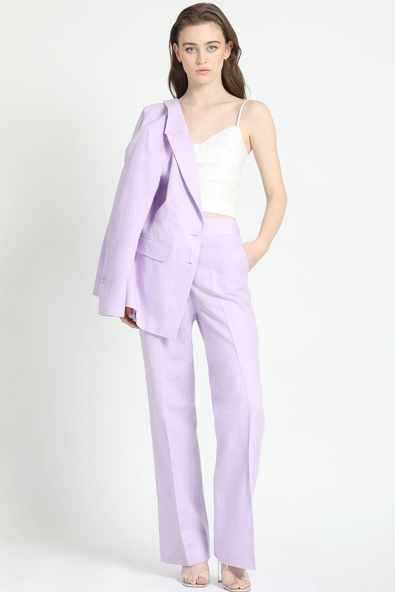 Pantalon Recto Lino Algodon Lila Liola-0