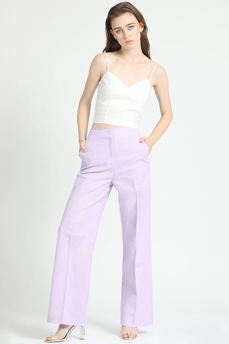 Pantalon Recto Lino Algodon Lila Liola-1