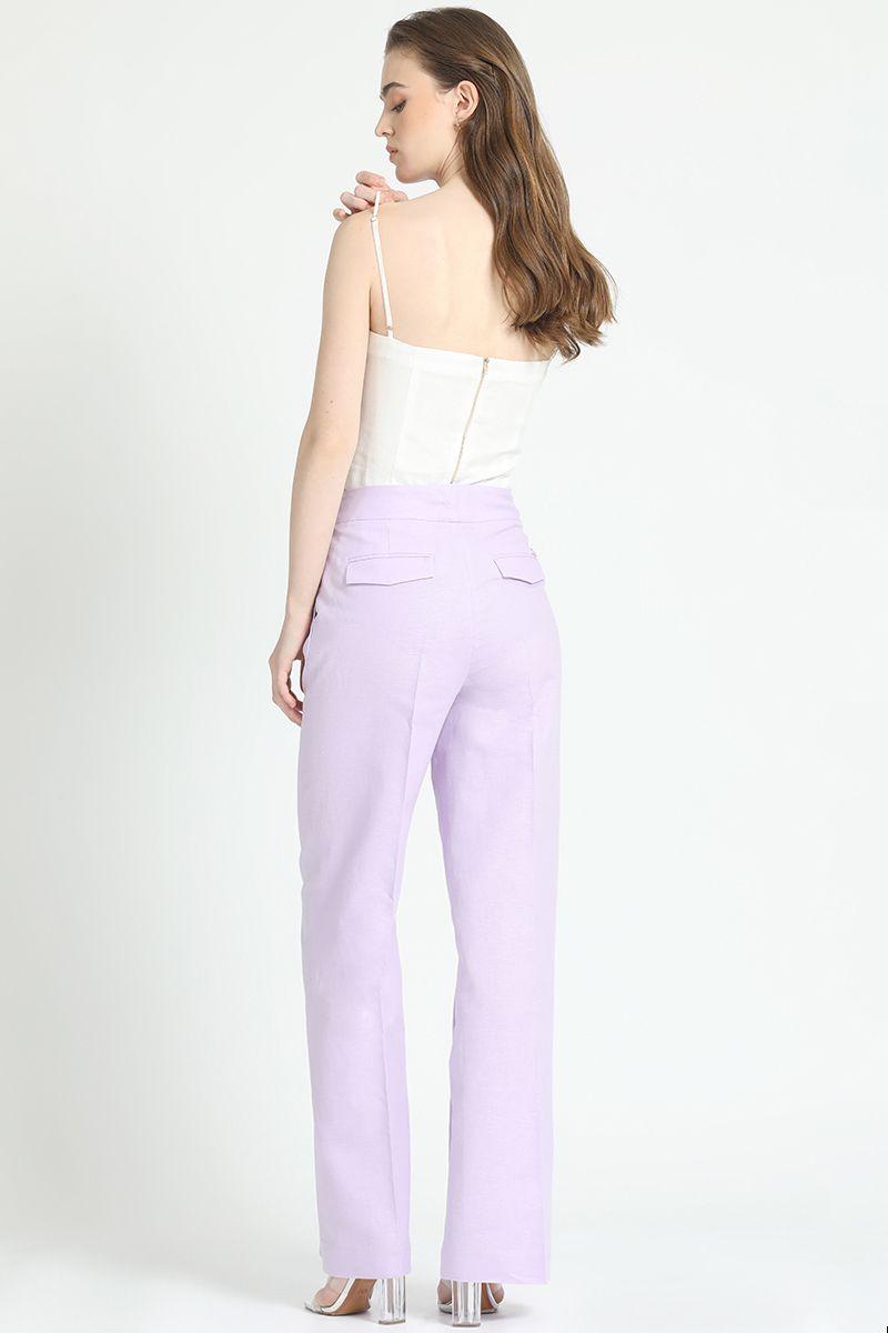 Pantalon Recto Lino Algodon Lila Liola-3