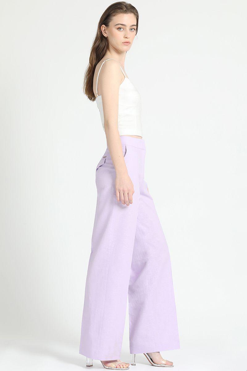 Pantalon Recto Lino Algodon Lila Liola-4