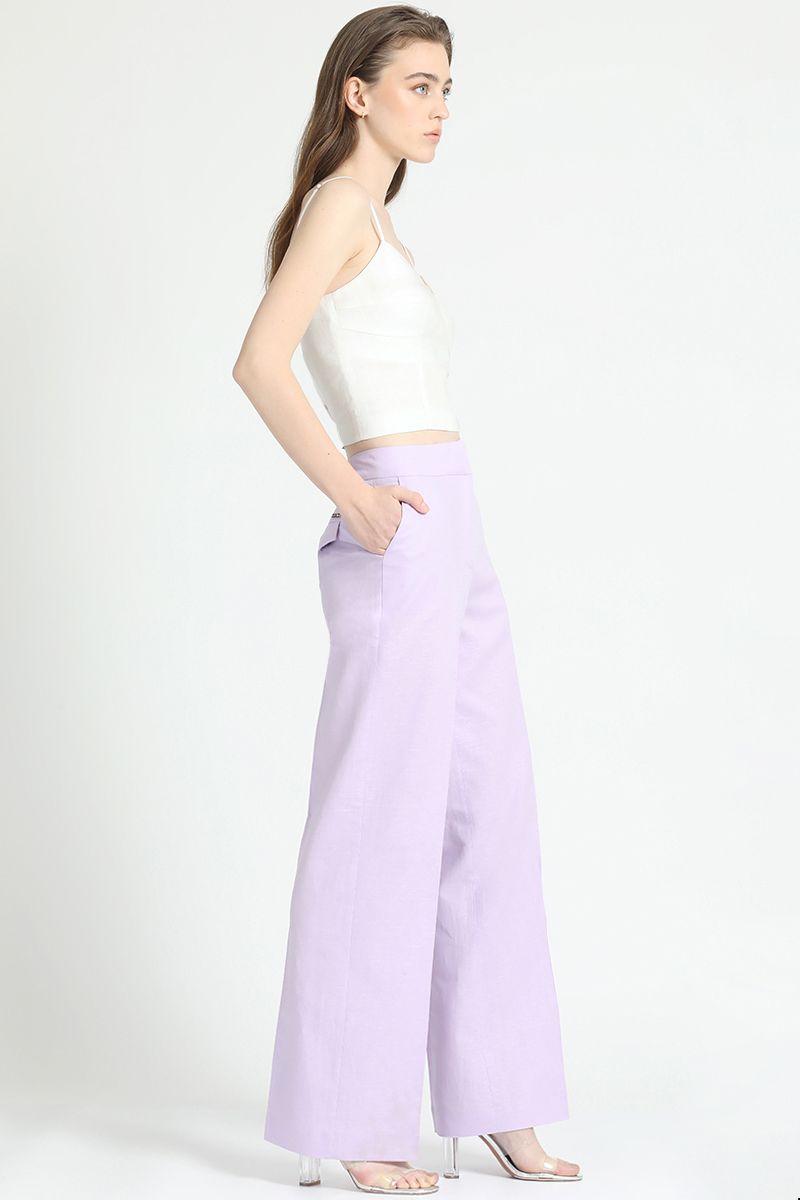 Pantalon Recto Lino Algodon Lila Liola-5