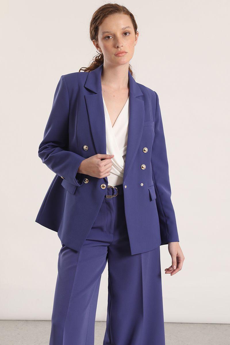 Blazer entallado Liola mujer azul-4