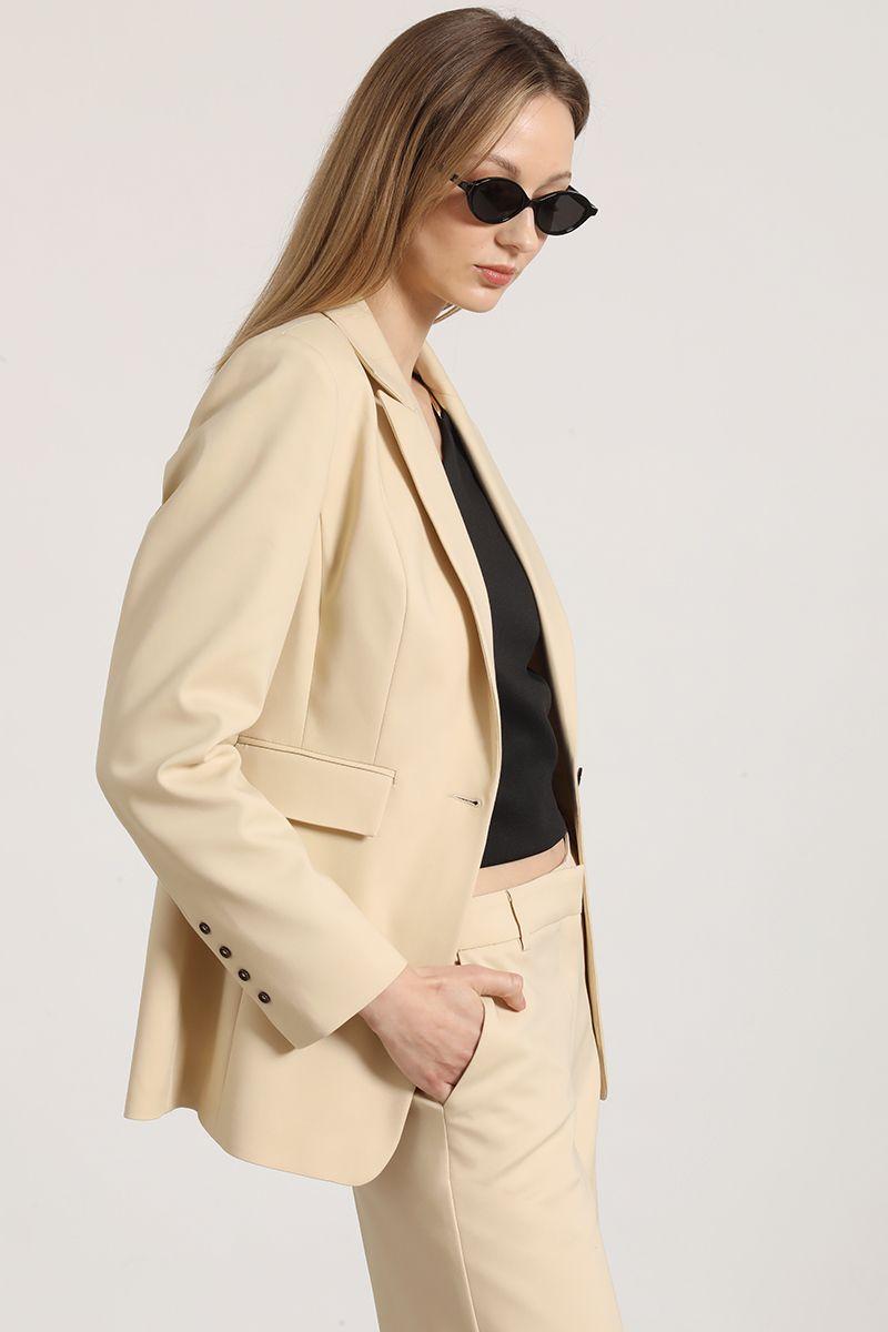 Blazer entallado clásico Liola mujer beige-3