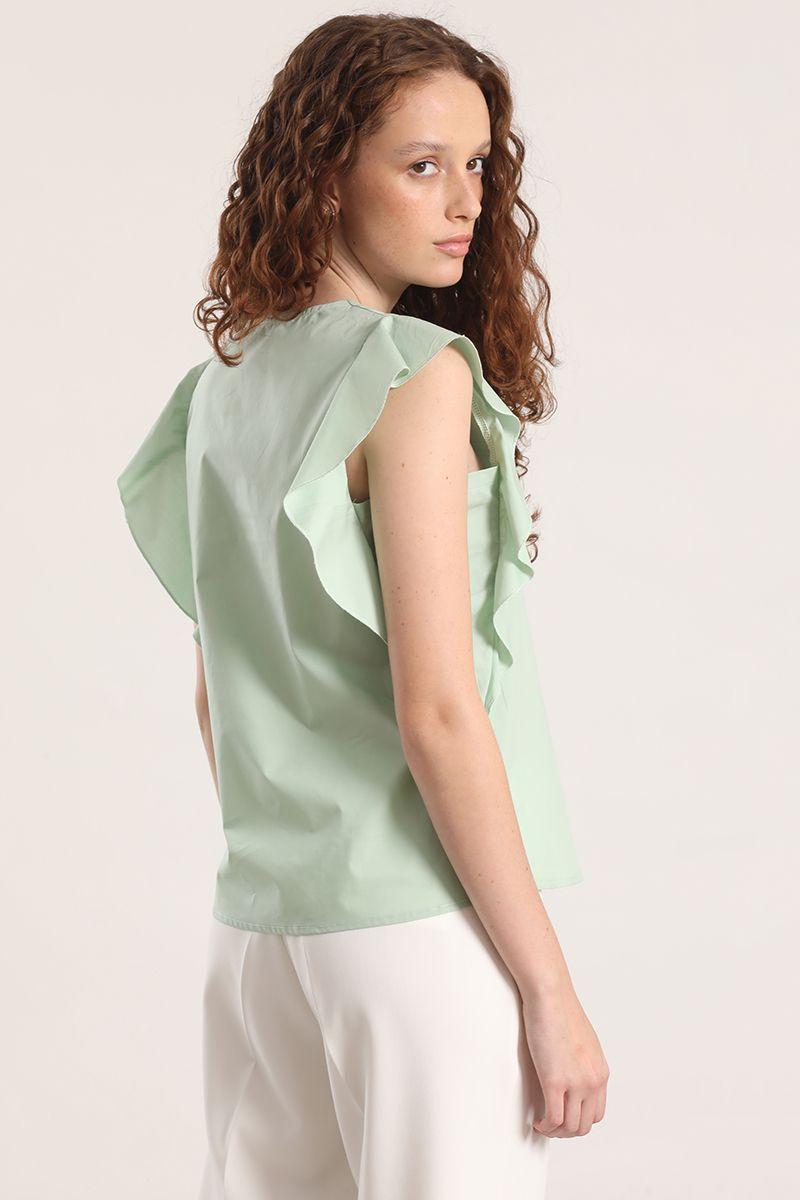 Blusa con vuelos liola mujer verde-3