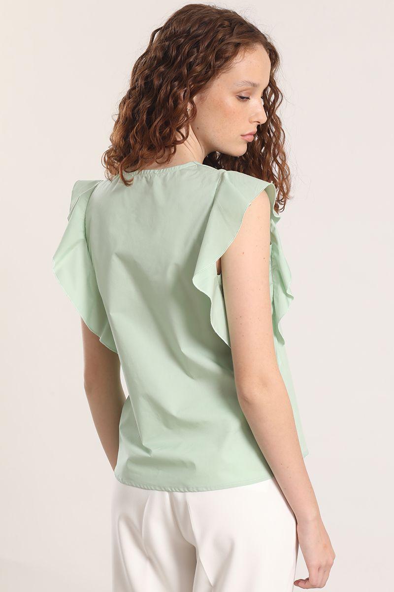 Blusa con vuelos liola mujer verde-5