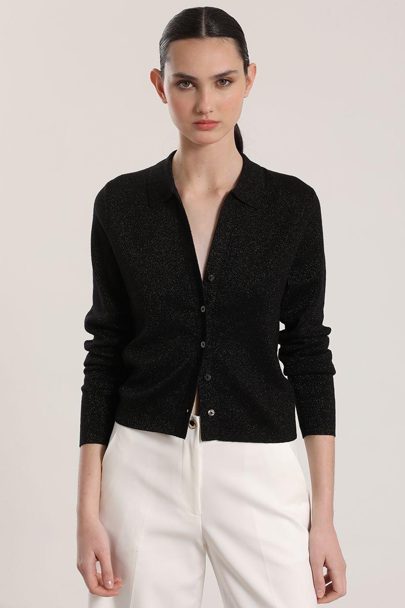 Cardigan tejido lurex liola mujer negro-0