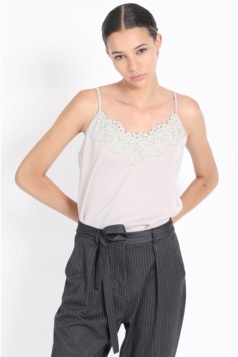 Top Lencero Con Encaje, Beige Liola-0