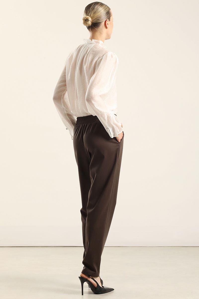 Pantalón pitillo, tiro alto, chocolate Liola-5