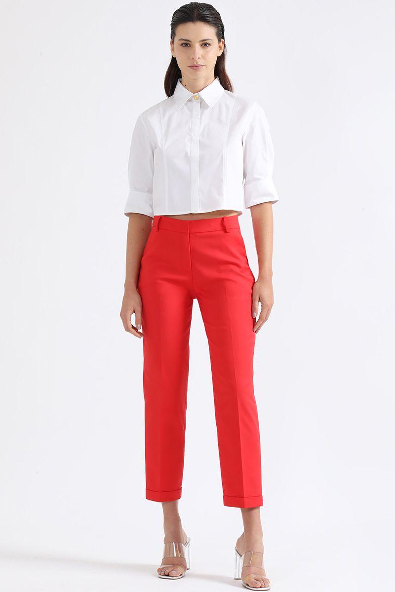 Pantalon Sastre Tiro Alto, Rojo Liola-4