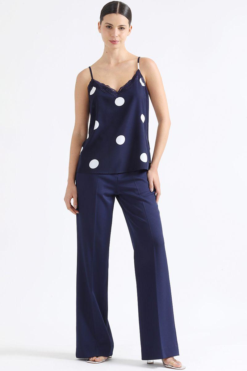 Top Lencero Estampado Lunares, Azul Liola-1