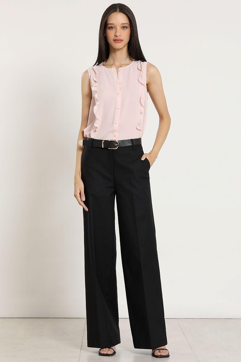 Top volantes, sin manga, rosa Liola-1