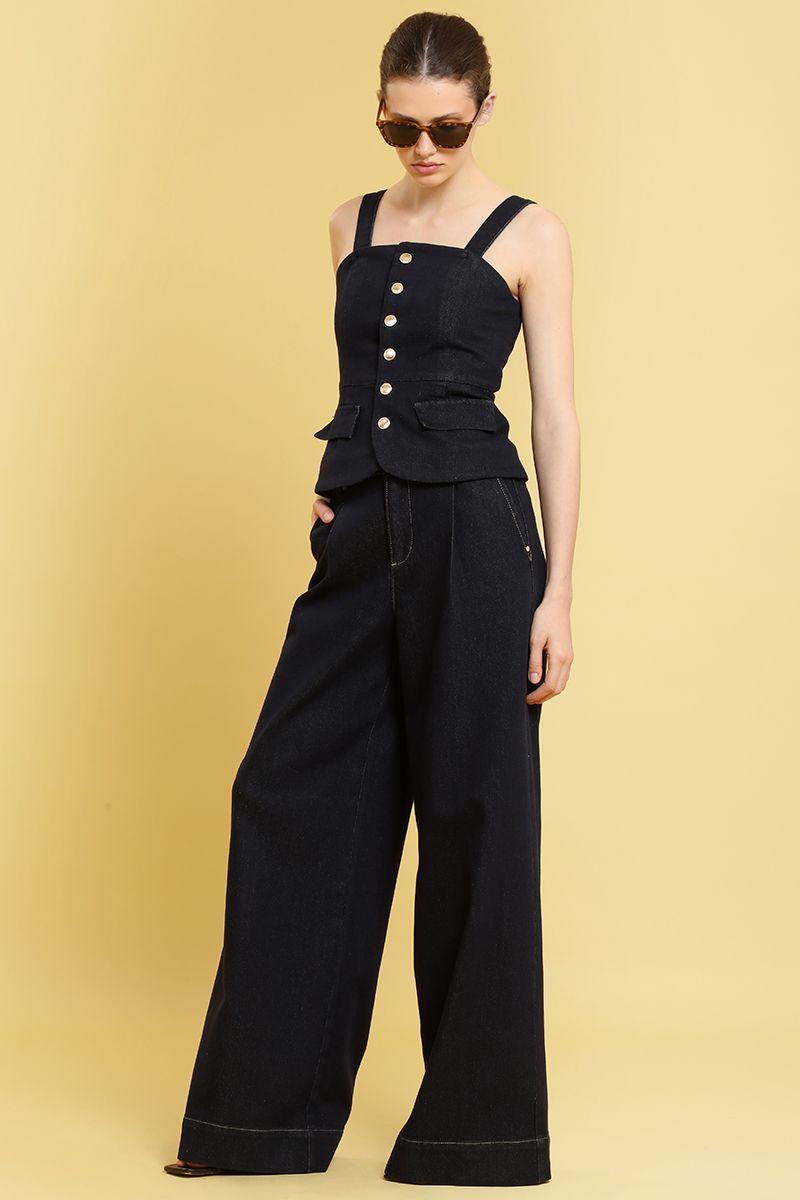 Jeans extra palazzo, indigo Liola-3