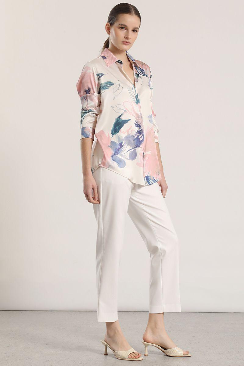 Blusa satin estampado mujer Liola crudo-1