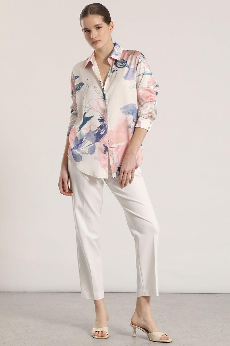 Blusa satin estampado mujer Liola crudo-2