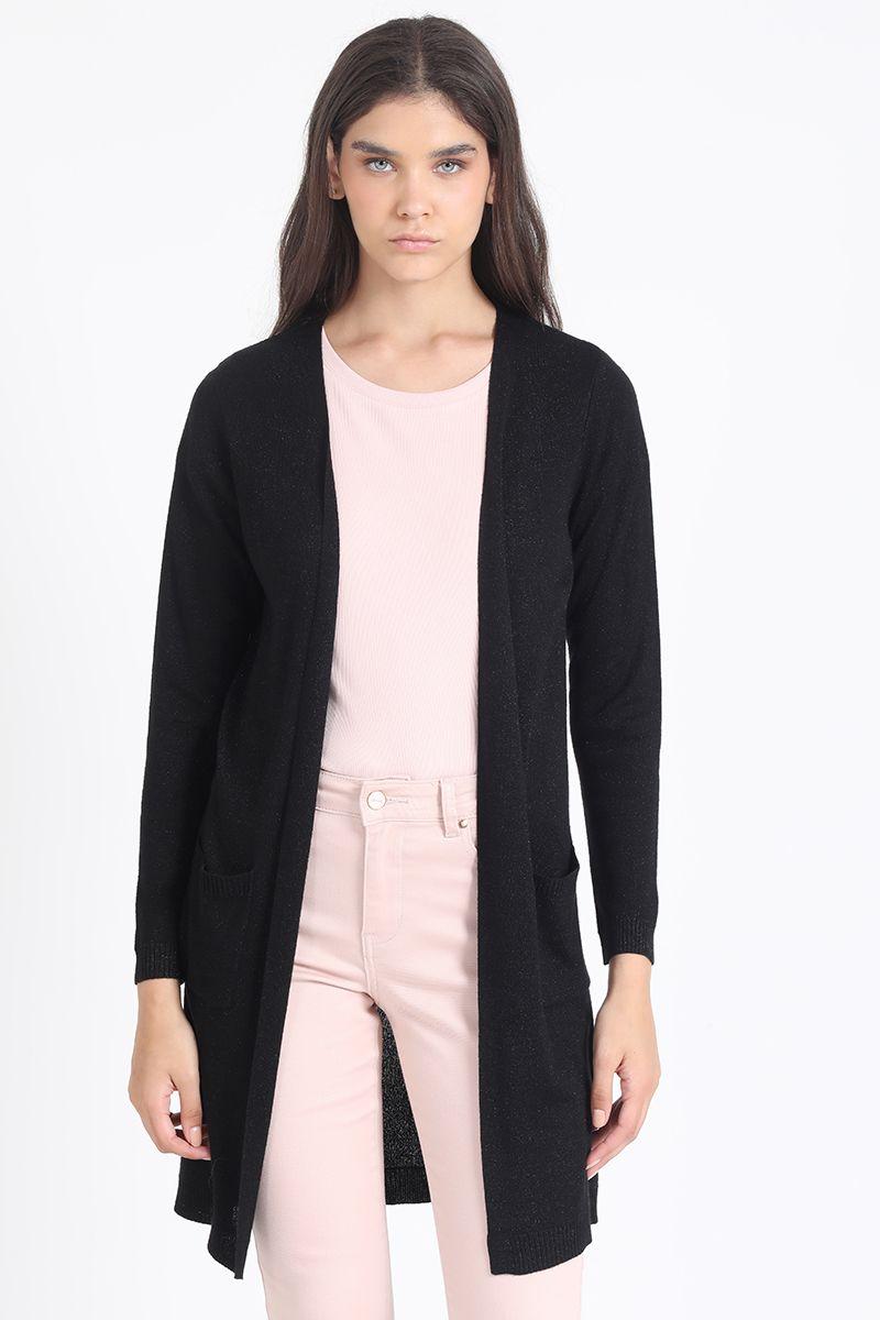 Tapado Tejido Punto Con Hilo Metalizado, Negro Liola-0