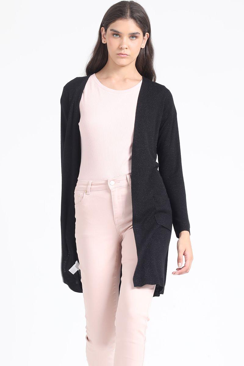 Tapado Tejido Punto Con Hilo Metalizado, Negro Liola-2