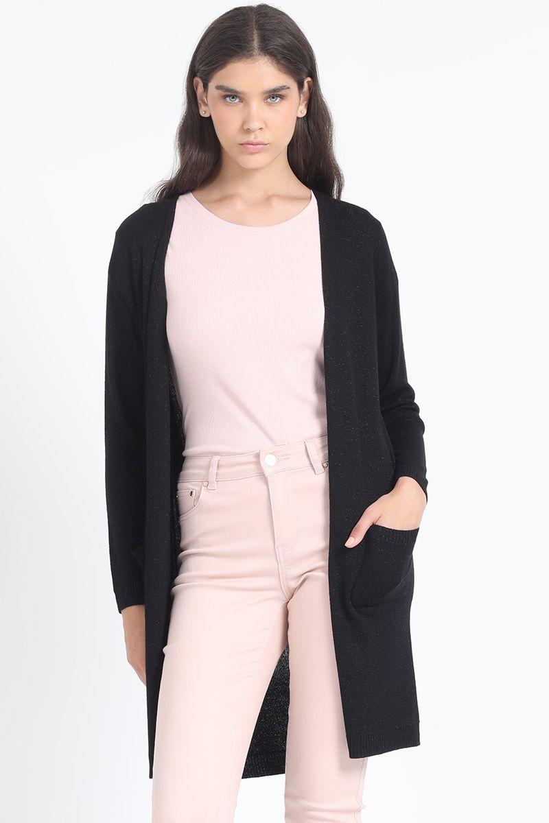 Tapado Tejido Punto Con Hilo Metalizado, Negro Liola-3