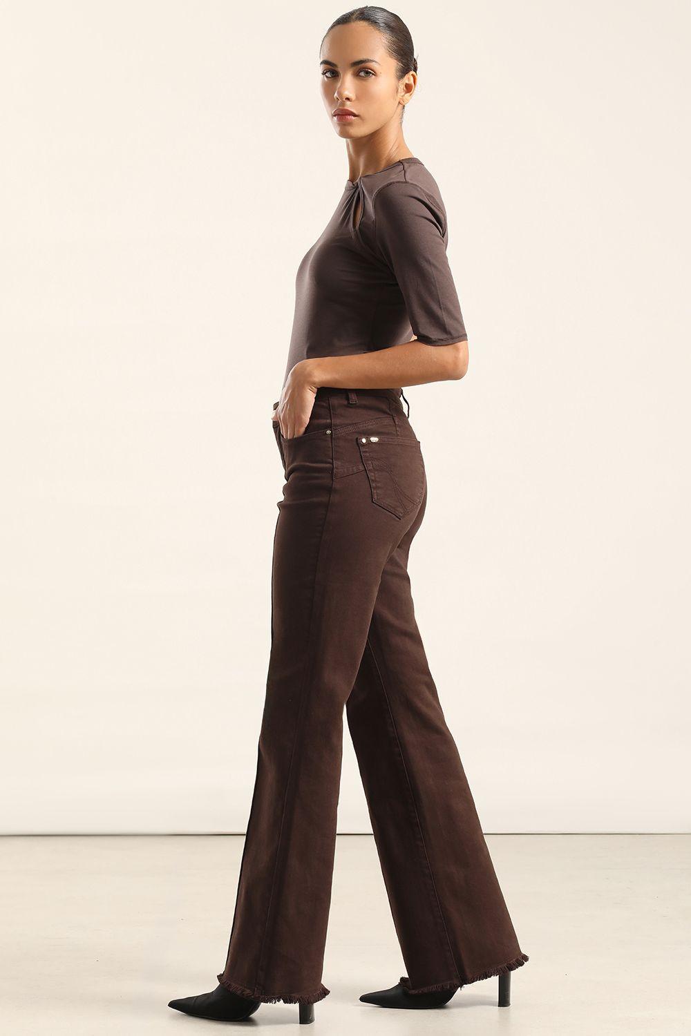 Jeans Color Bootcut, Push Up, Chocolate Liola-2