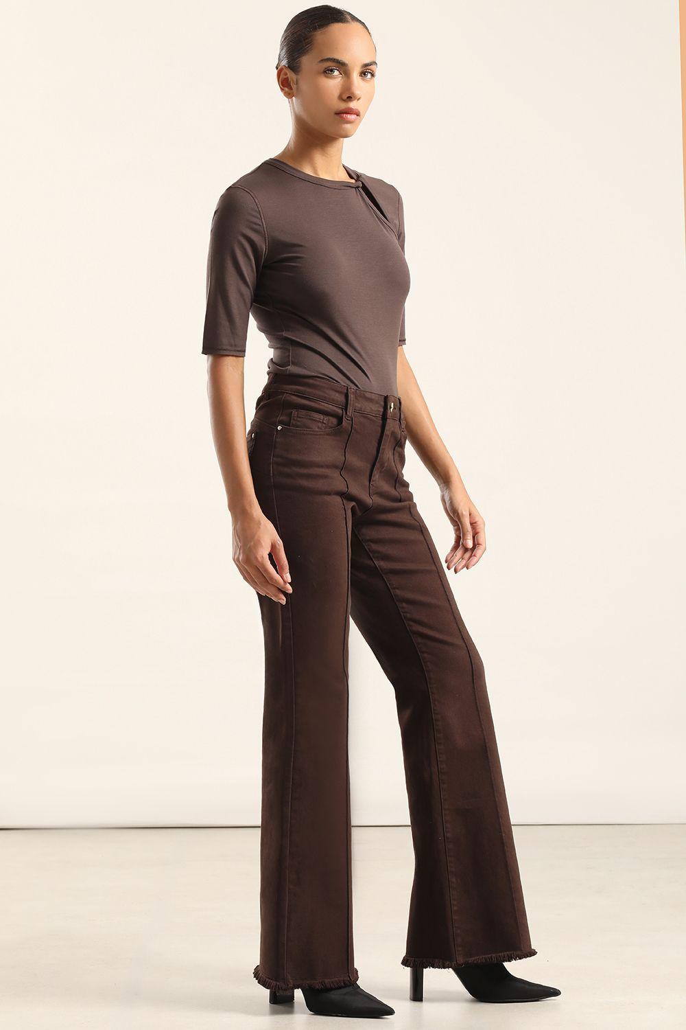 Jeans Color Bootcut, Push Up, Chocolate Liola-4