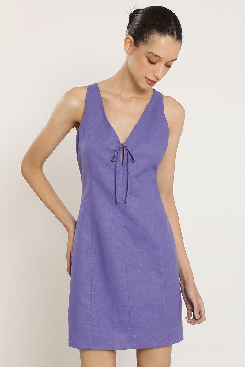 Vestido corto con lazo, violeta Liola-3