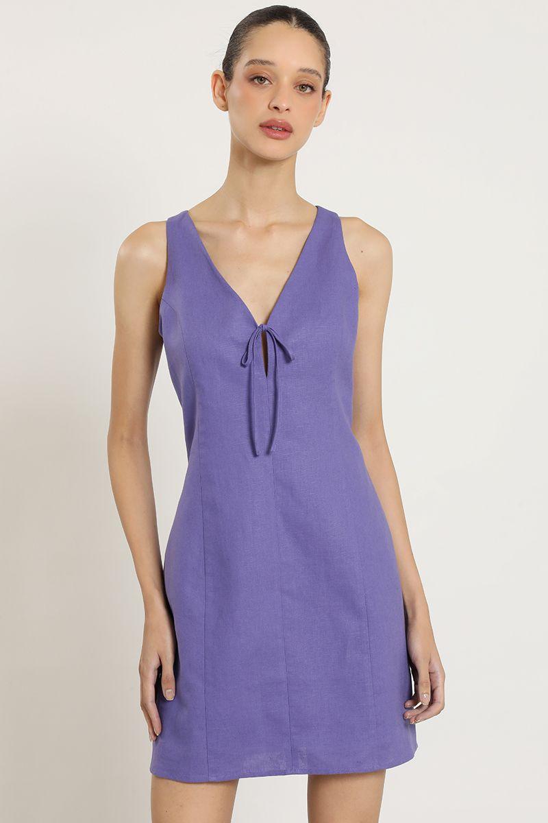 Vestido corto con lazo, violeta Liola-4