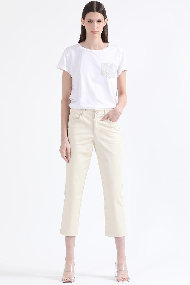 Pantalon Slim Cropped, Tiro Medio, Crudo Liola-1