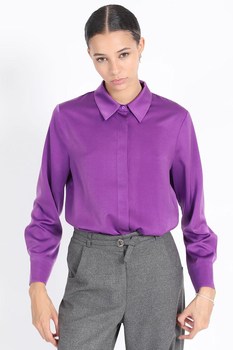 Blusa Basica Satin, Violeta Liola-1