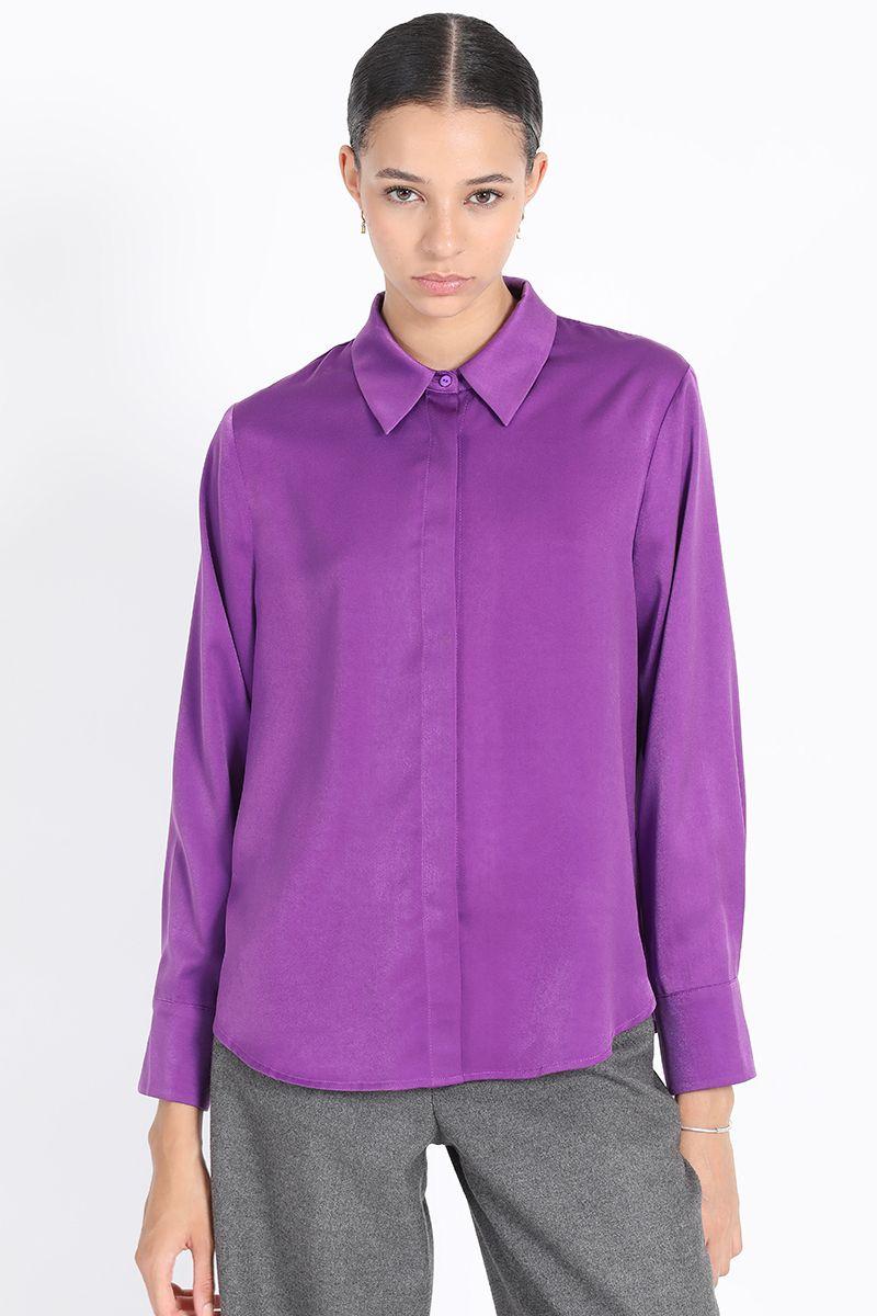Blusa Basica Satin, Violeta Liola-3